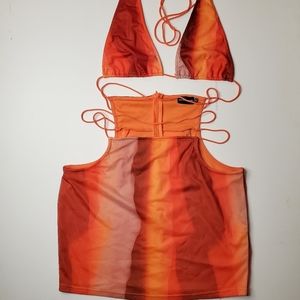 Orange Ombre Cut Out Dress